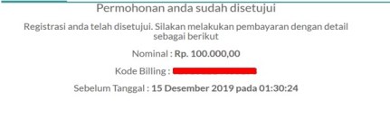 STR online disetujui dan Muncul Nominal Pembayaran